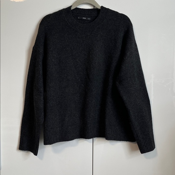Mango Charcoal Grey Oversized Crewneck Wool Blend Sweater, Size M - Picture 1 of 11